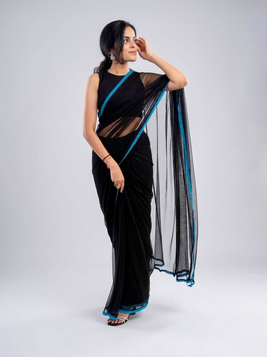 Black Soft Net Saree